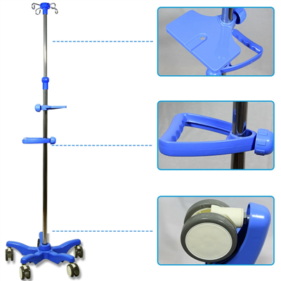 Kaki Infusi Berdiri Lantai Keluli Tahan Karat